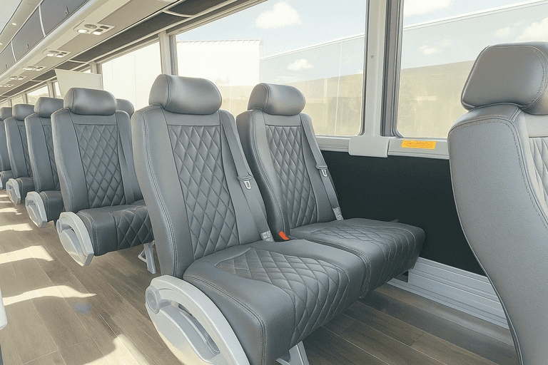 interior of Bus Rental Company Chino charter bus